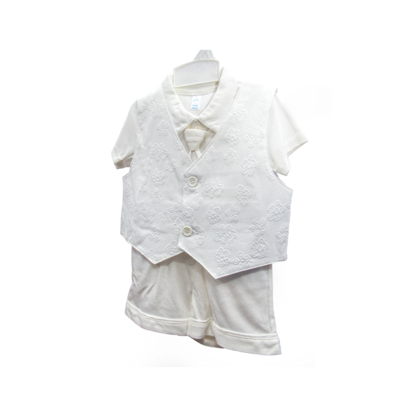 Elegant White Waist Suit & Shorts Set